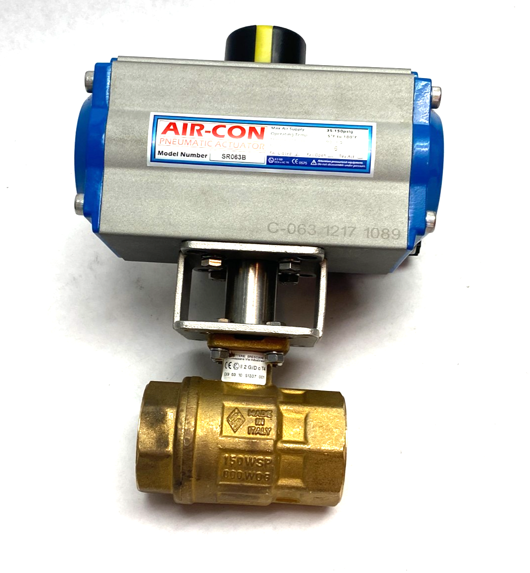 Air-Con SR063B Pneumatic Actuator w/ EX9 03 10 51337 001 Brass Ball Valve - Maverick Industrial Sales