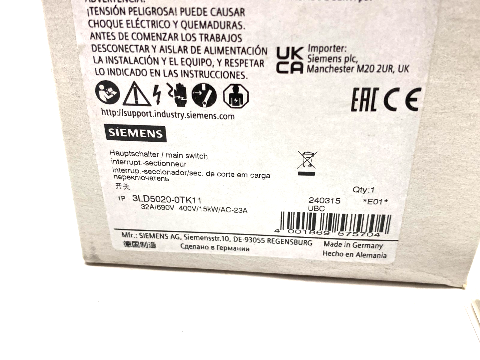 Siemens 3LD5020-0TK11 SENTRON Molded Case Rotary Disconnect Switch 3-Pole - Maverick Industrial Sales