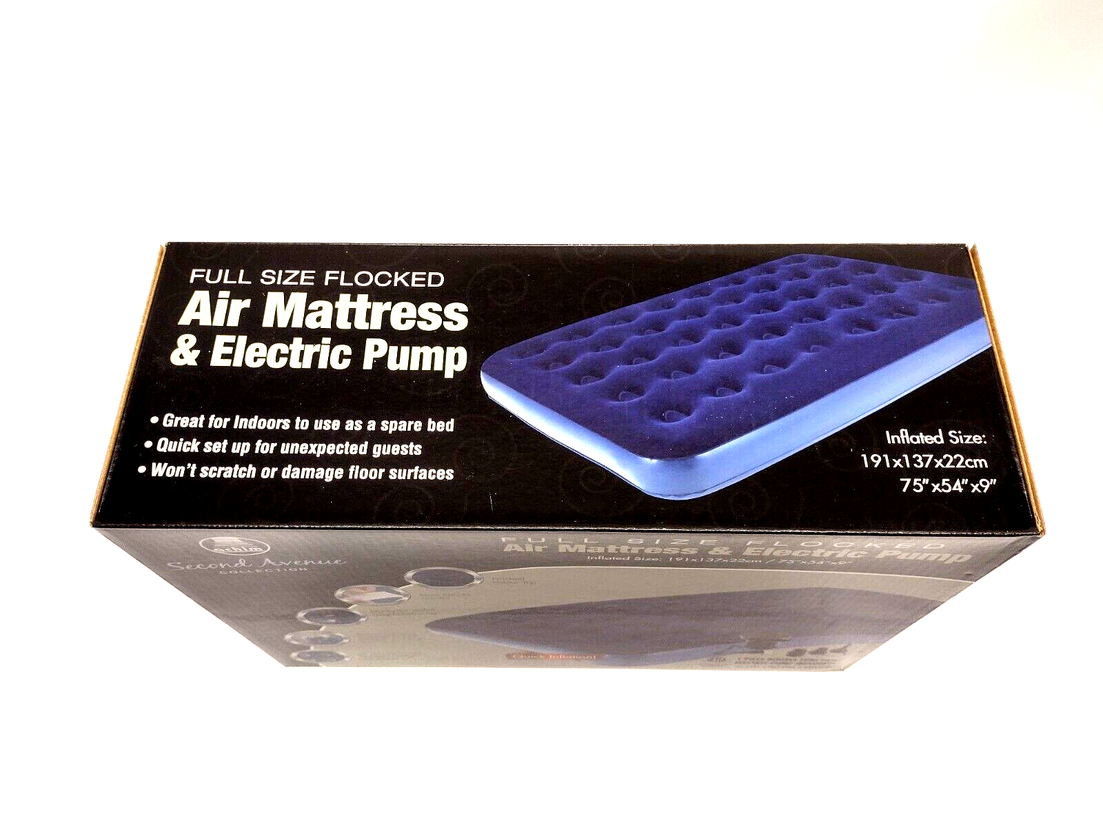Achim Second Avenue Full Size Flocked Air Bed and Pump 75" x 54" x 9" CASE OF 4 - Maverick Industrial Sales