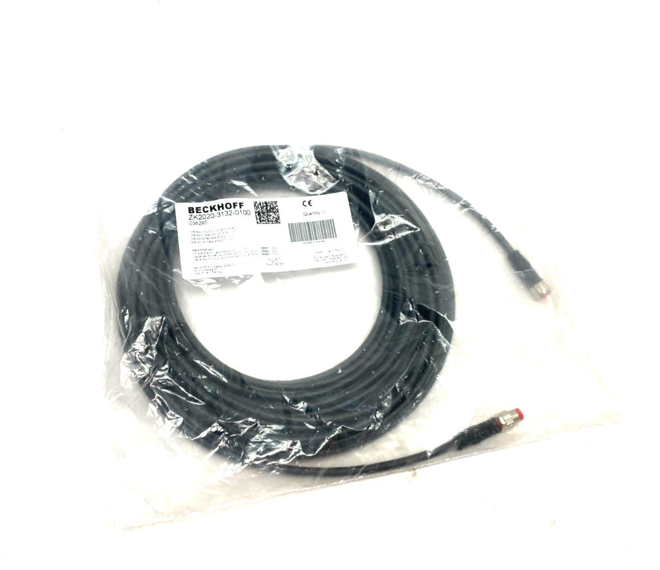 Beckhoff ZK2020-3132-0100 Double Ended Power Cable M8 4-Pin 10m 036295 - Maverick Industrial Sales