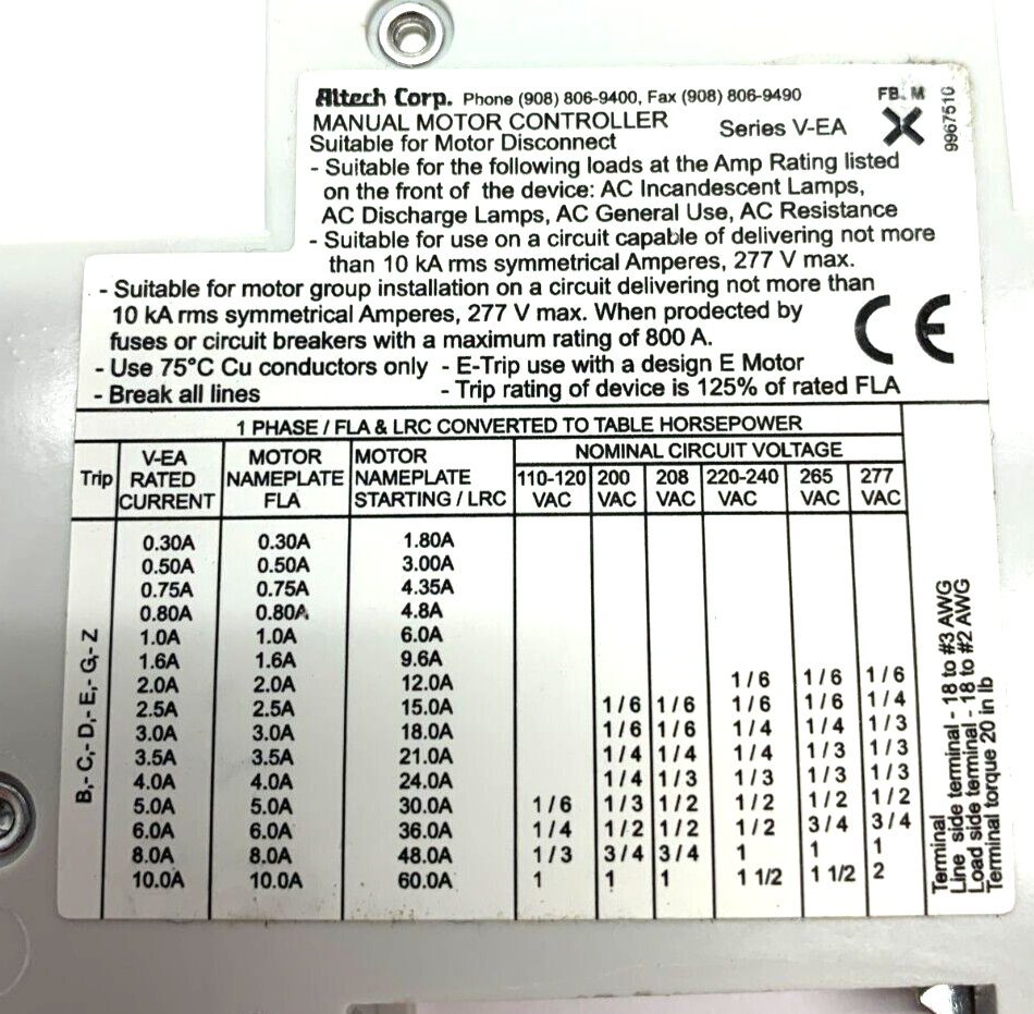 1GU08 | ABL Sursum Ser. V-EA AC Circuit Breaker 0.8A 277V - Used - Maverick Industrial Sales