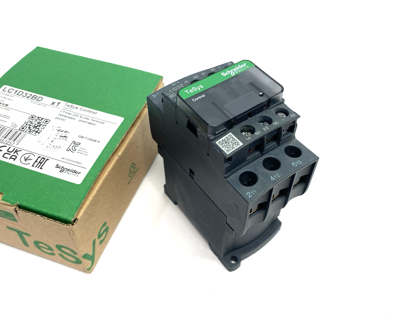 Schneider Electric LC1D32BD IEC Contactor, TeSys Deca, Non-Reversing, 32A - Maverick Industrial Sales