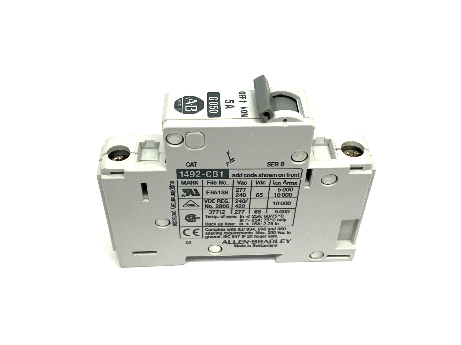 Allen Bradley 1492-CB1G050 Ser. B Circuit Breaker 1-Pole 5A - Maverick Industrial Sales