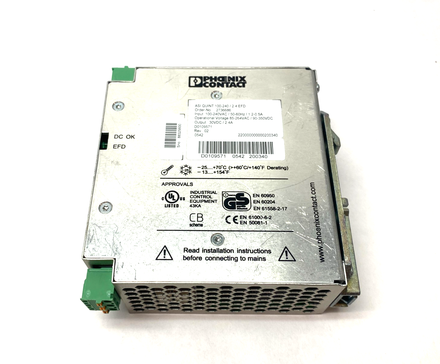 Phoenix Contact ASI QUINT 100-240/2.4 EFD Power Supply Unit 2736686 - Maverick Industrial Sales