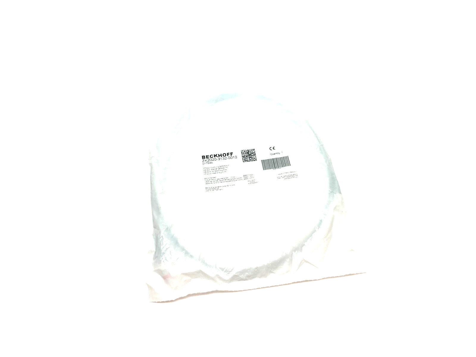 Beckhoff ZK2020-3132-0010 Double Ended Power Cable M8 4-Pin 1m Length 017946 - Maverick Industrial Sales