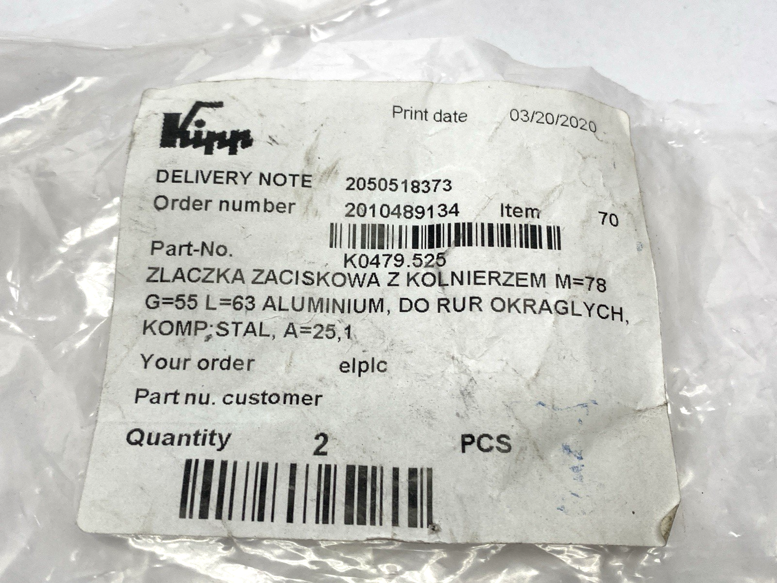Kipp K0479.525 Aluminum Tube Clamp w/ Flange PACKAGE OF 2 - Maverick Industrial Sales