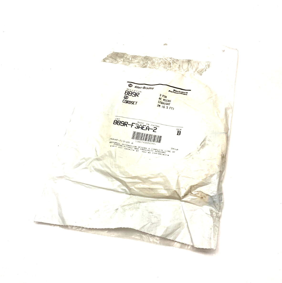 Allen Bradley 889R-F3AEA-2 Ser. B Straight AC Micro Cordset 3-Pin Female 2m - Maverick Industrial Sales