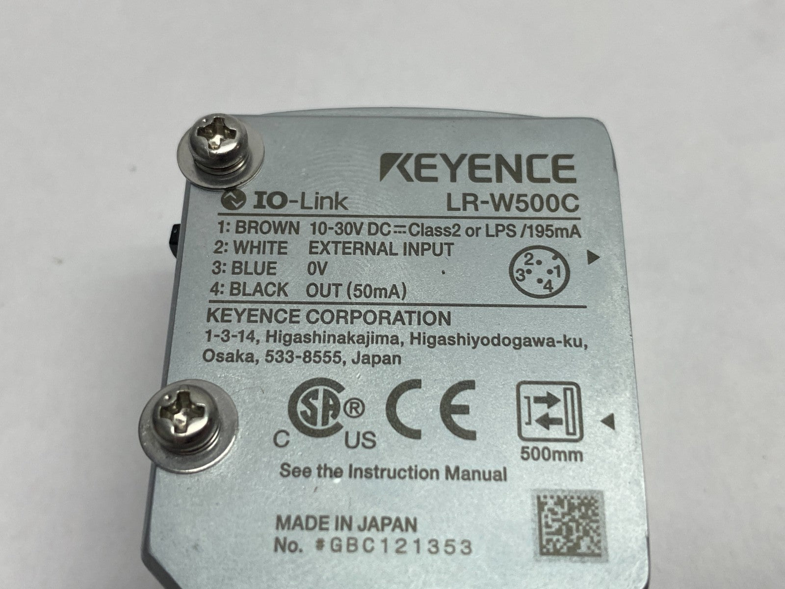 Keyence LR-W500C Self-Contained Full-Spectrum Sensor M12 4-Pin Connector - Maverick Industrial Sales
