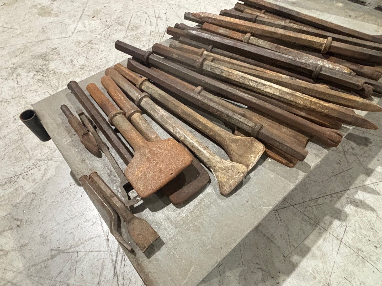 Vintage Chicago Pneumatic 75185 Jack Hammer & LOT of 30 demolition & chisel bits - Maverick Industrial Sales