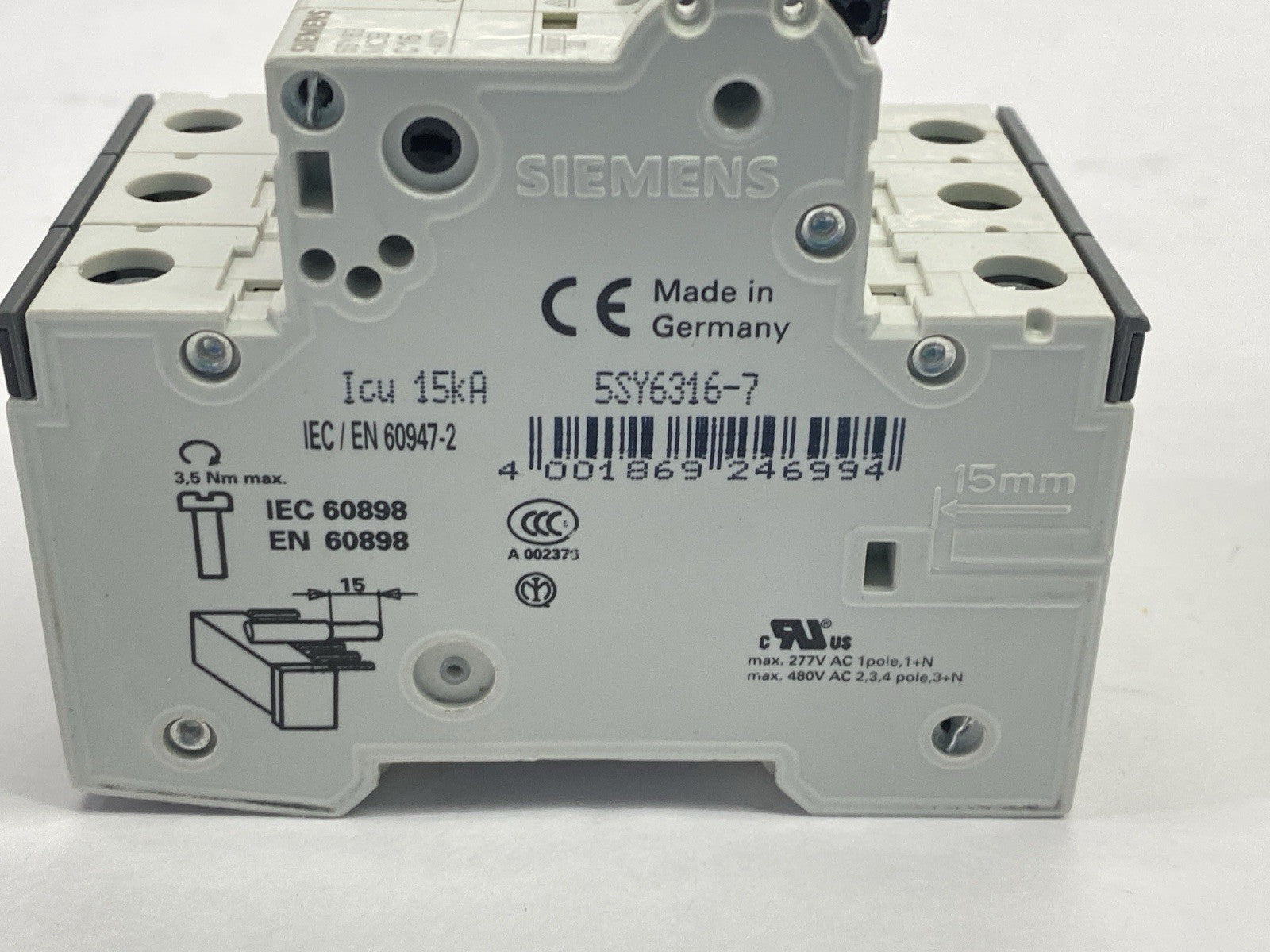 Siemens 5SY6316-7 MCB C16 Circuit Breaker 3-Pole 16A 400V - Maverick Industrial Sales