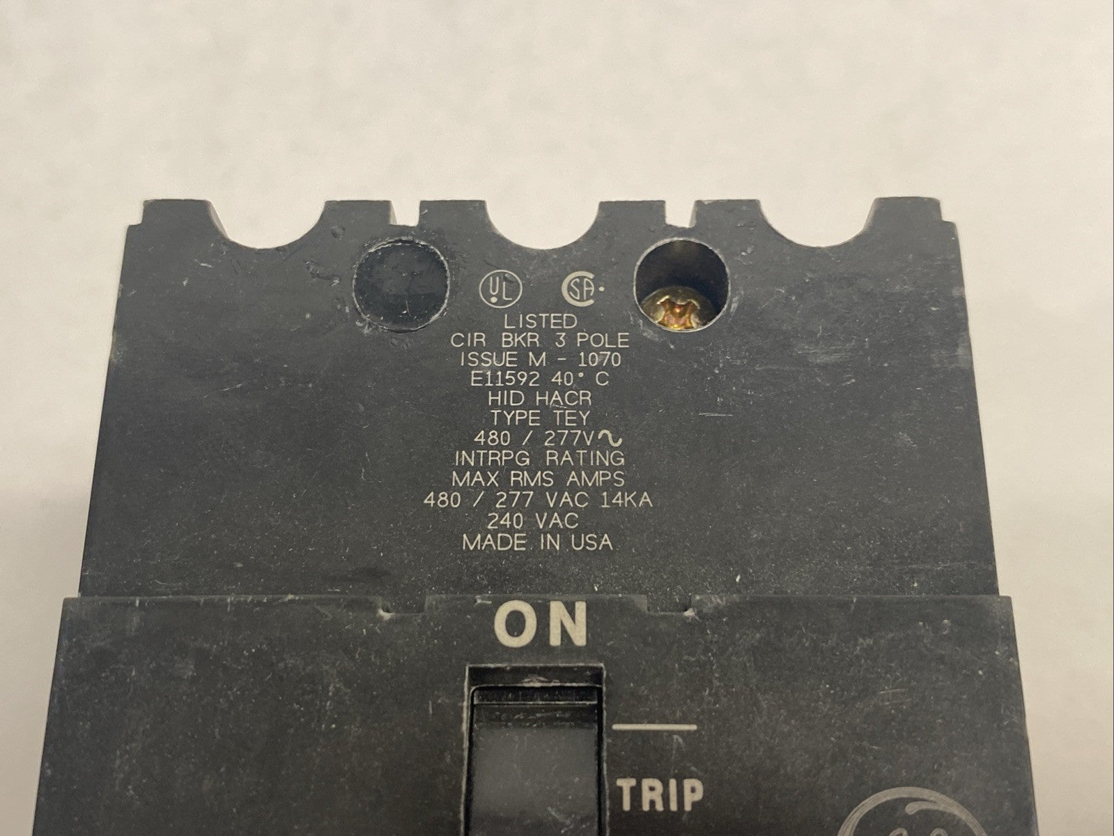 General Electric M-1070 15A Circuit Breaker 3-Pole Type TEY, HID HACR - Maverick Industrial Sales