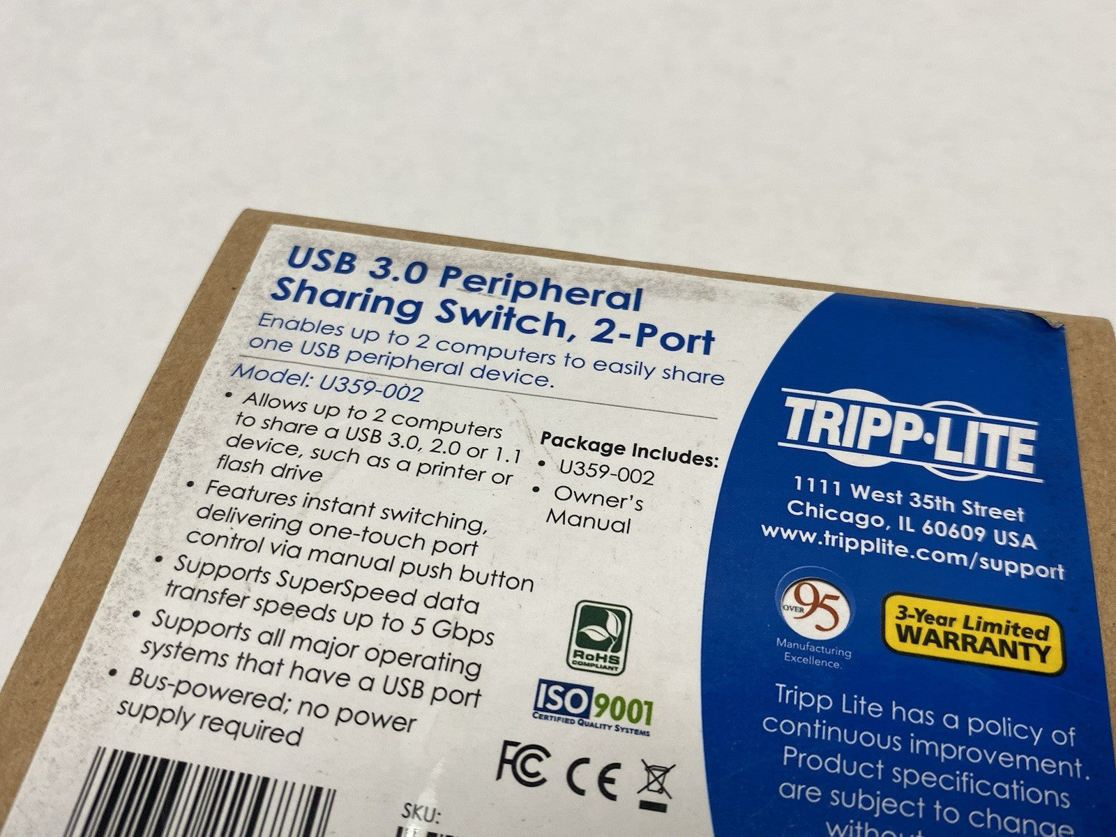 U359-002 | Tripp Lite USB 3.0 Gen 1 Peripheral Sharing Switch 2-Port - New - Maverick Industrial Sales