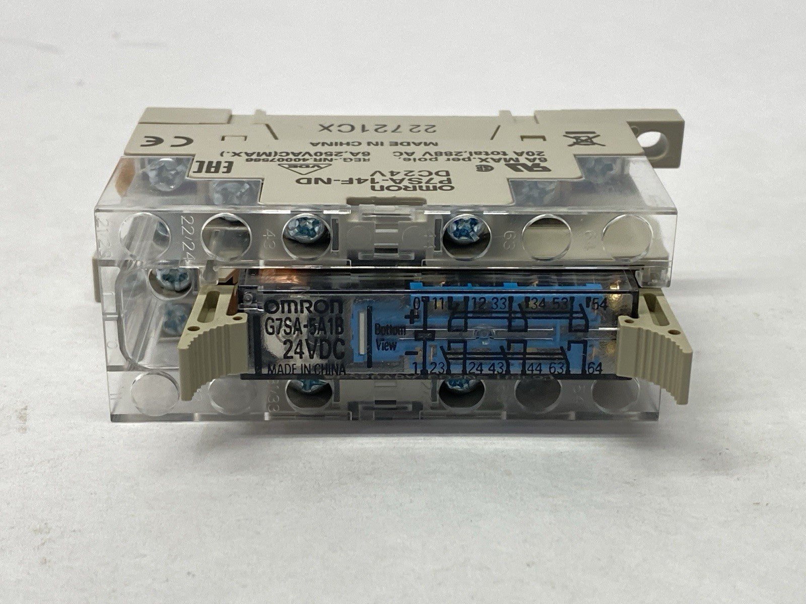 Omron G7SA-5A1B 24VDC Safety Relay 5PST-NO SPST-NC w/ P7SA-14F-ND Socket/Base - Maverick Industrial Sales