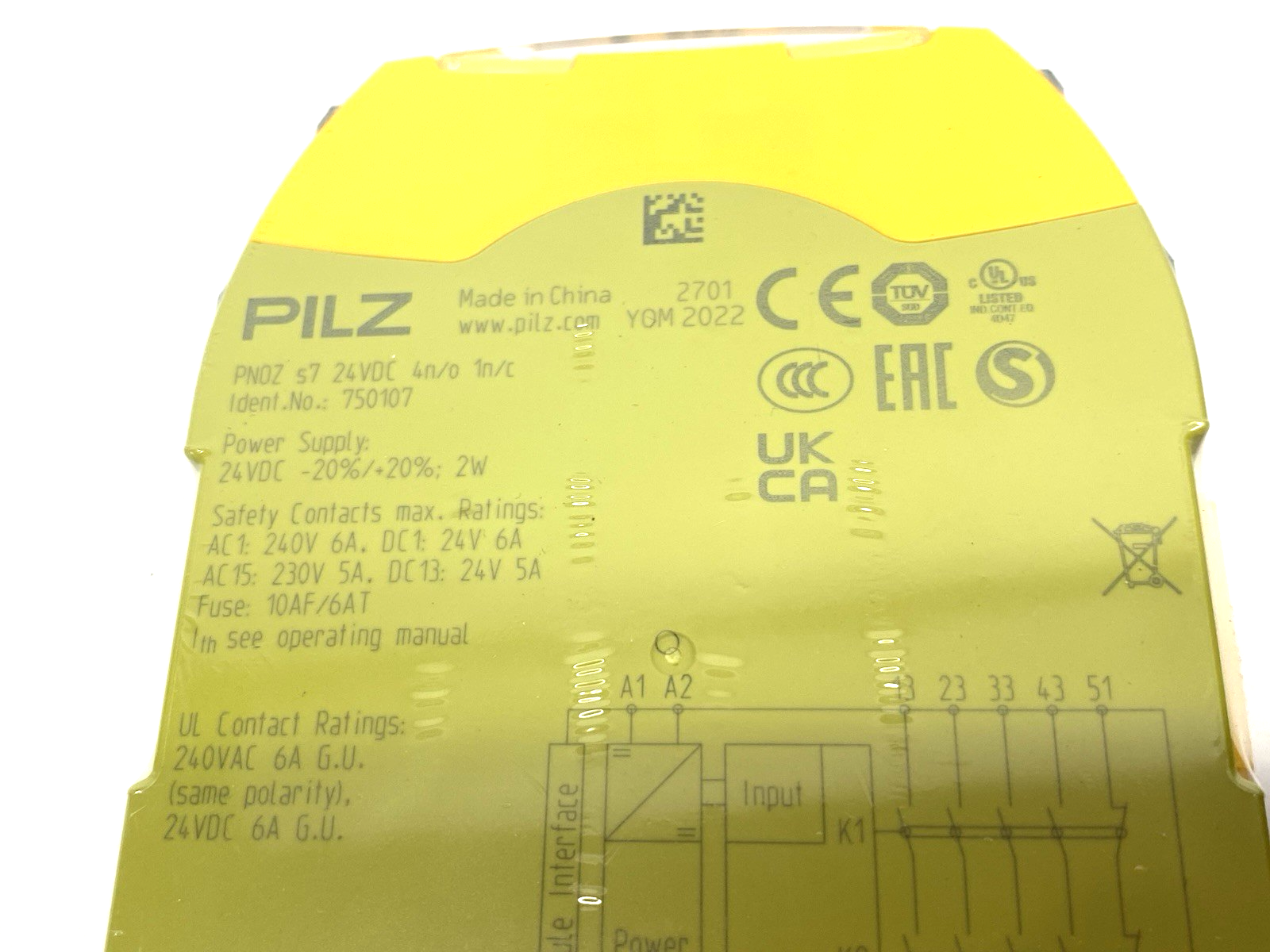 Pilz 750107 Sigma Safety Expansion Contact Relay PNOZ s7 24VDC 4 n/o 1 n/c - Maverick Industrial Sales