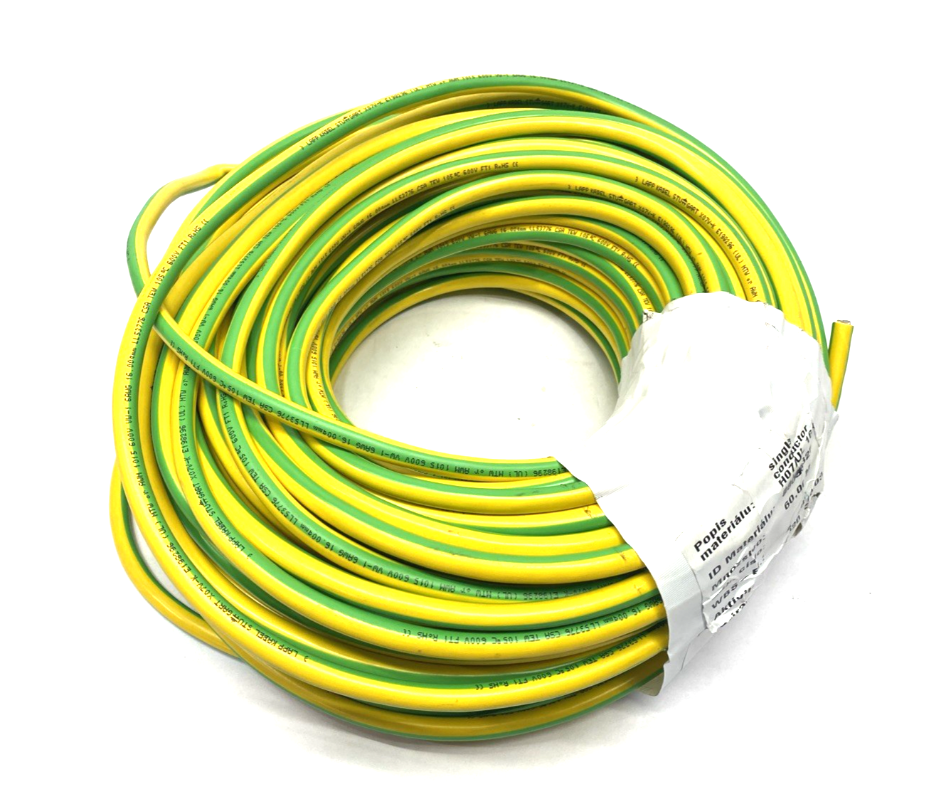 Lapp Kabel LL53776 Single Conductor Ground Cable 6AWG X07V-K AWM 1015 60 METERS - Maverick Industrial Sales