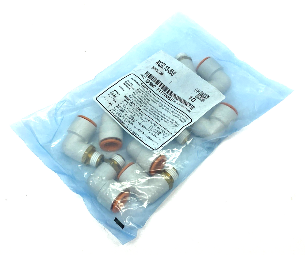 SMC KQ2L13-35S One-Touch Male Elbow Pneumatic Fitting 10-PACK - Maverick Industrial Sales