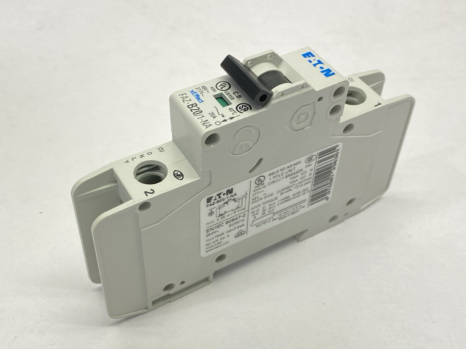 Eaton FAZ-B20/1-NA Circuit Breaker 1-Pole 20A 277VAC 132687 - Maverick Industrial Sales
