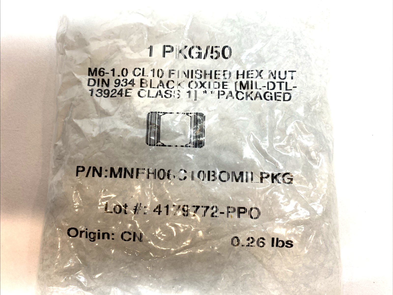 M6‑1.0 Cl 10 Hex Nut, Black Oxide Finish, MNFH06C10BOMILPKG PKG 50 - Maverick Industrial Sales