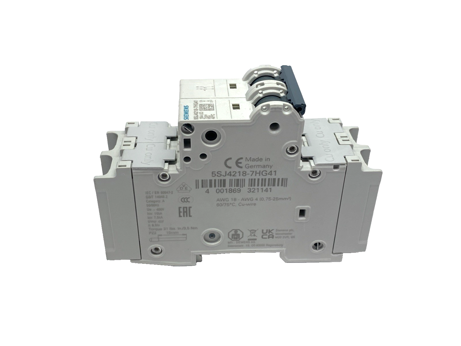 Siemens 5SJ4218-7HG41 Miniature Circuit Breaker 240V 14kA, 2P, C-Trip, 15A - Maverick Industrial Sales