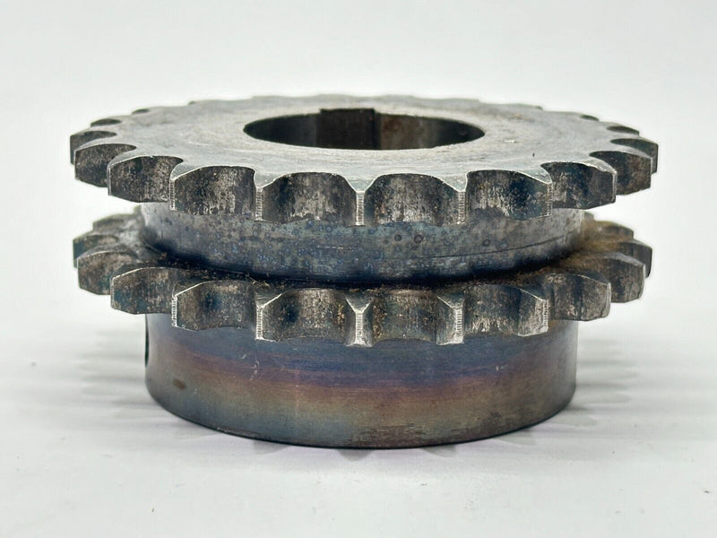 Double Roller Chain Sprocket 21 Teeth 1-1/2" Bore 3-5/8" OD 3/8" Key - Maverick Industrial Sales