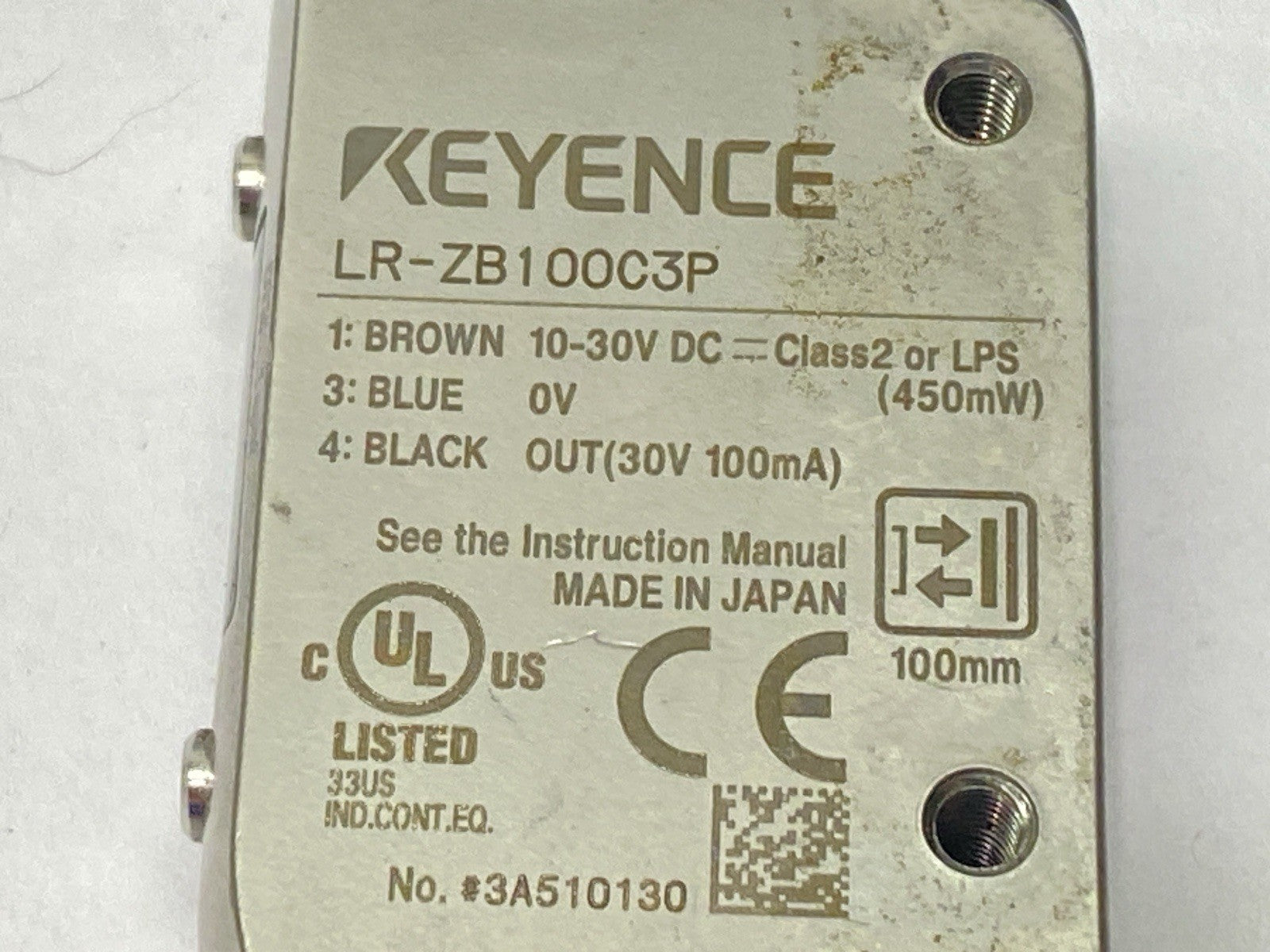 Keyence LR-ZB100C3P Self-Contained CMOS Laser Sensor Rectangular M8 Connector - Maverick Industrial Sales