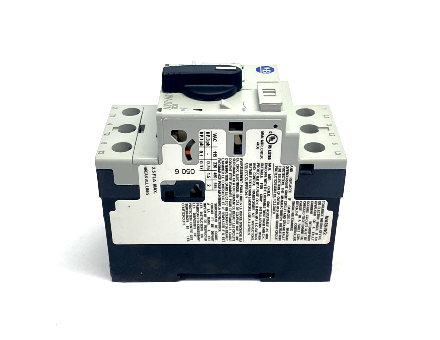 140M-D8N-B25 | Allen Bradley Ser. C Motor Circuit Protector Circuit-Breaker 2.5A - New – Open box - Maverick Industrial Sales