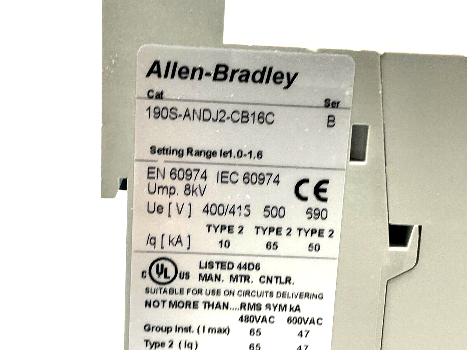 Allen Bradley 190S-ANDJ2-CB16C Ser. B Compact Combination Starter - Maverick Industrial Sales