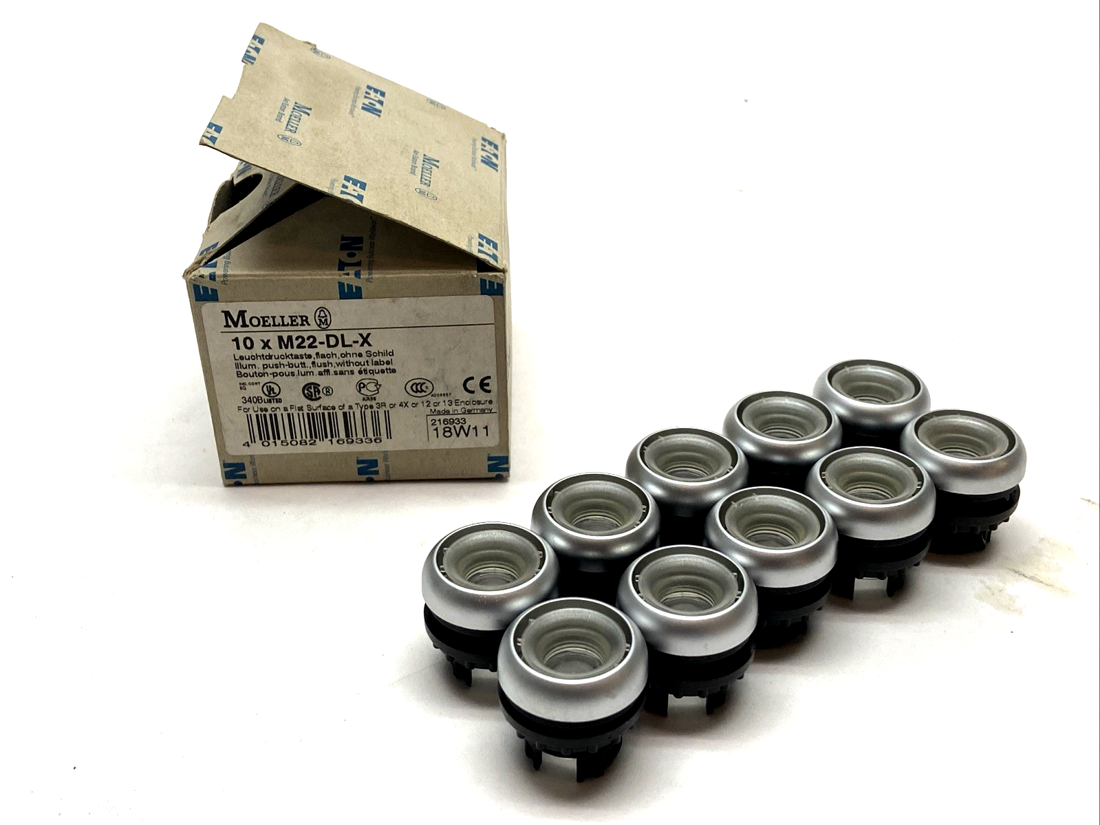 Eaton Moeller M22-DL-X Pushbutton 22.5mm Flush Momentary 216933 BOX OF 10 - Maverick Industrial Sales