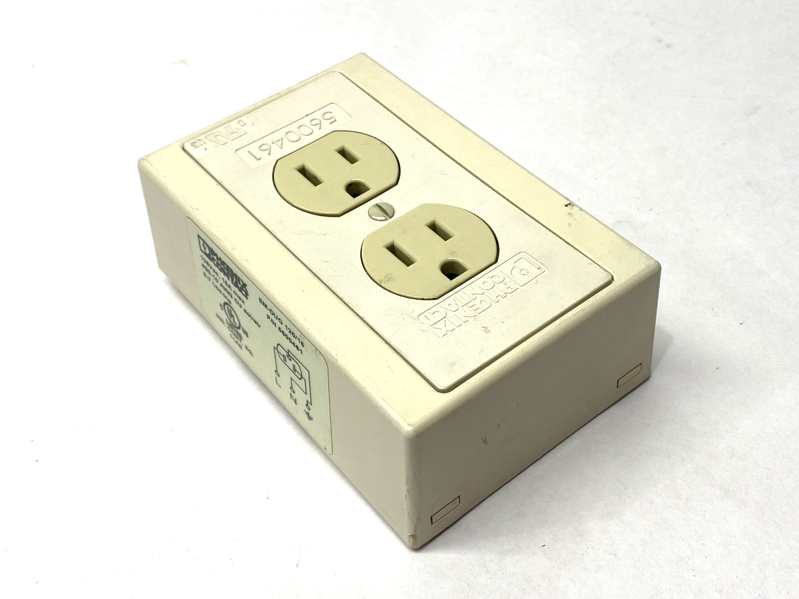 EM-DUO 120/15 | Phoenix Contact Dual Power Outlet DIN Rail Mounted 125VAC 5600461 - Used - Maverick Industrial Sales