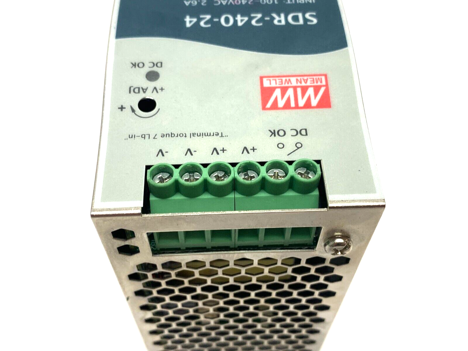 Mean Well SDR-240-24 Industrial DIN Rail Power Supply 100-240VAC 2.6A Input - Used - Maverick Industrial Sales