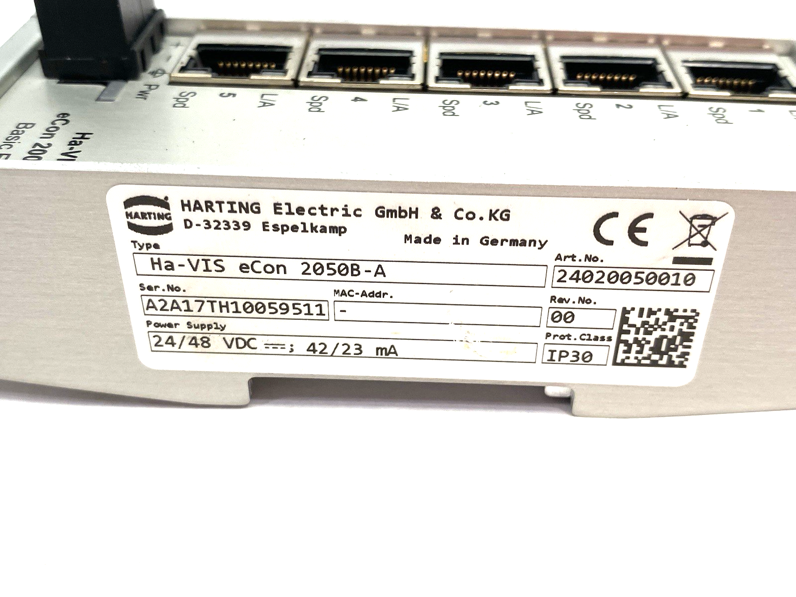 24020050010 | Harting Industrial Ethernet Switch Ha-VIS eCon 2050B-A - Used - Maverick Industrial Sales