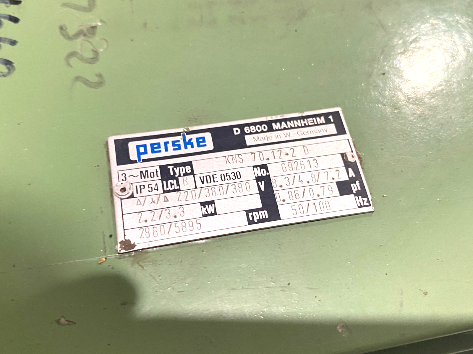 Perske KNS 70.12-2 D 3-Phase Motor 2860/5895rpm 220/380V - Maverick Industrial Sales