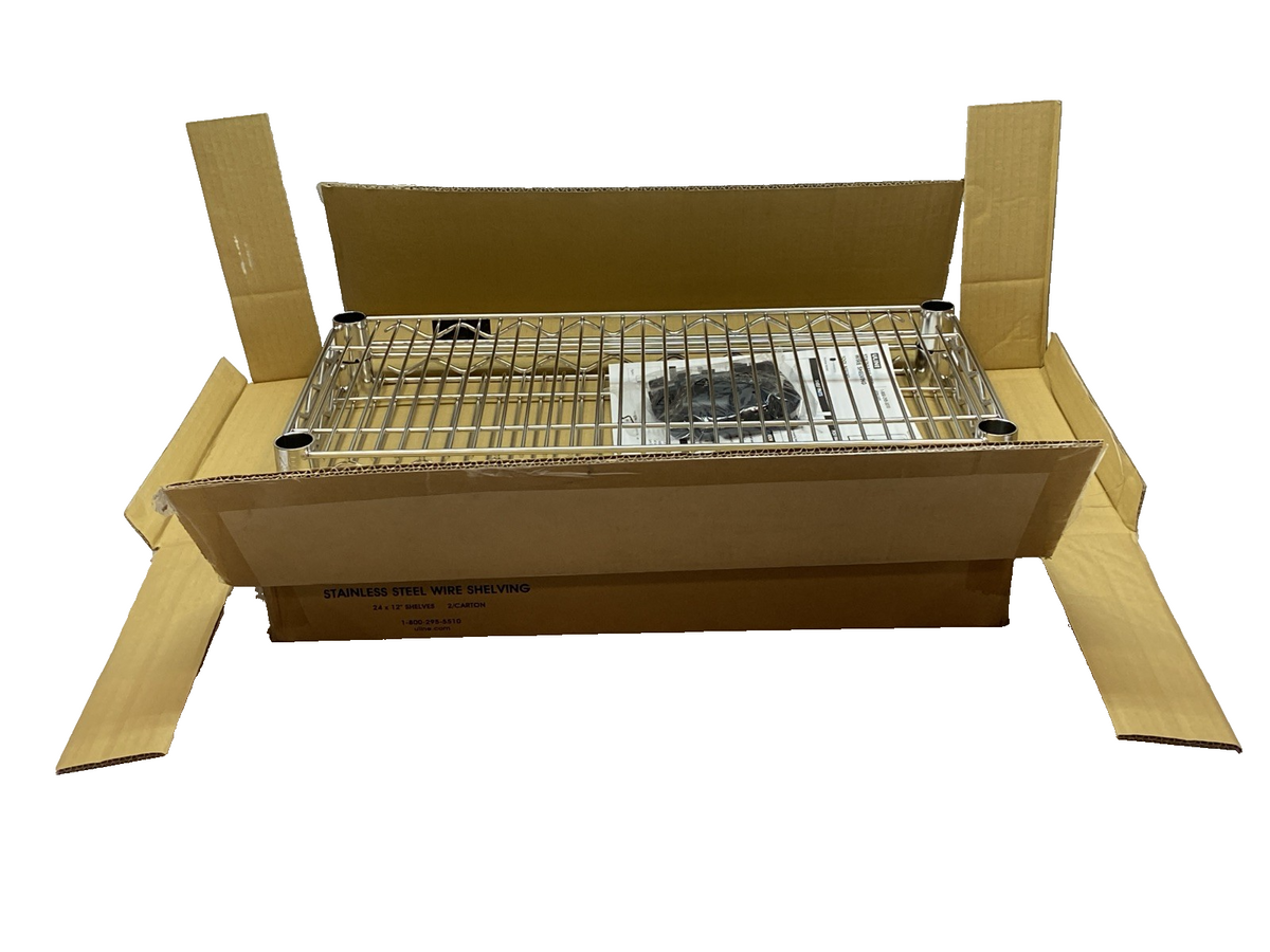 Uline H-8392 Stainless Steel Wire Shelves 24" x 12" NO LEGS LOT OF 4 - Maverick Industrial Sales