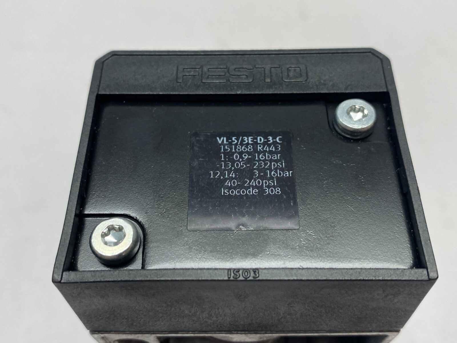 Festo VL-5/3E-D-3-C Sub-Base Pneumatic Valve 5/3 Exhausted 151868 - Maverick Industrial Sales