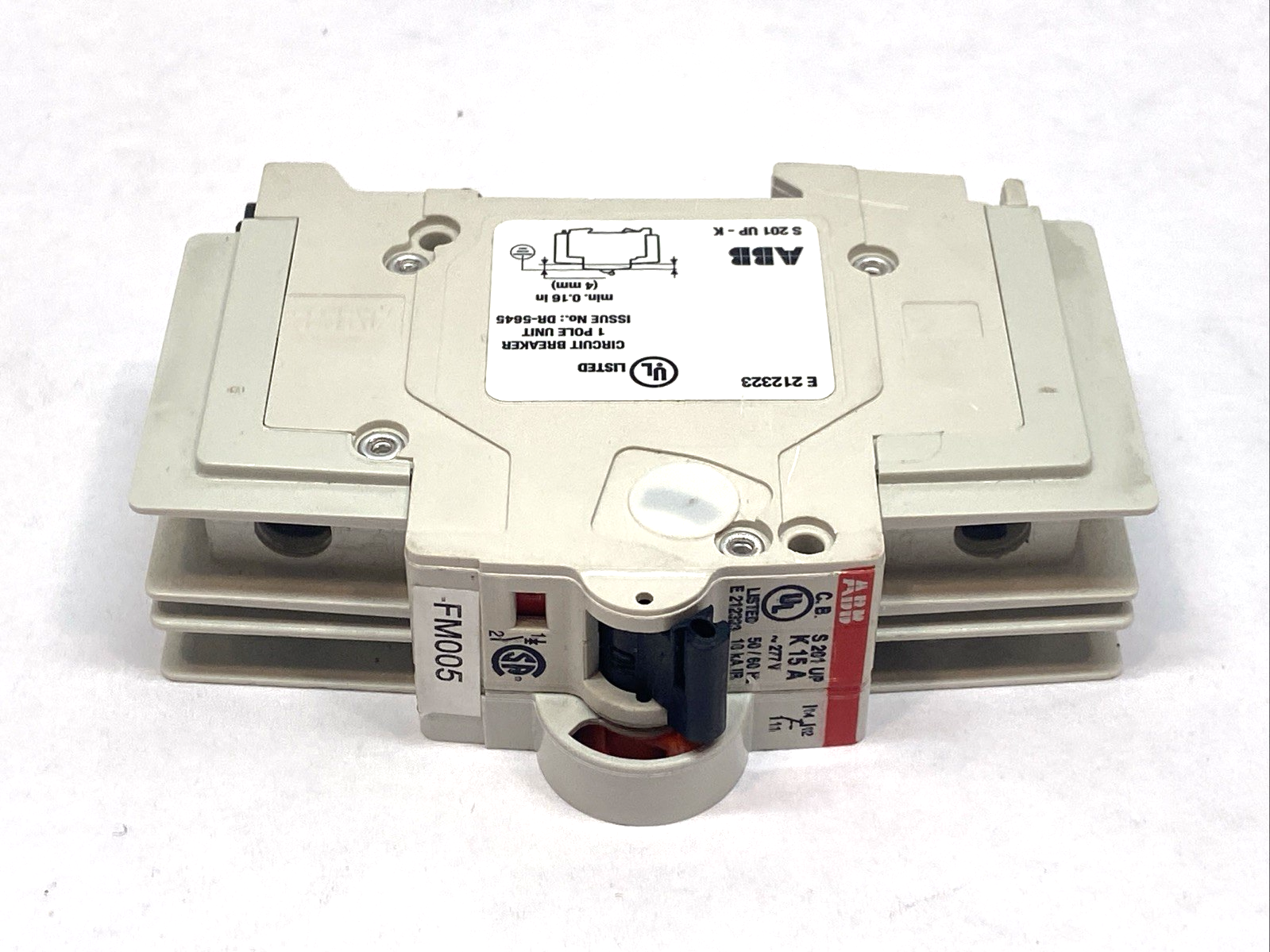 ABB S201UP-K15A Miniature Circuit Breaker 1P 15A 277VAC - Maverick Industrial Sales