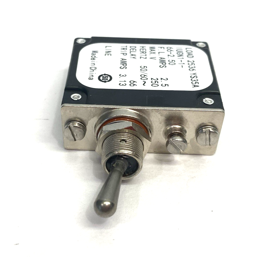 IUGN1-1-66-2.50 | Sensata-Airpax Panel Mount Circuit Breaker, Magnetic 2.5A - New – Open box - Maverick Industrial Sales