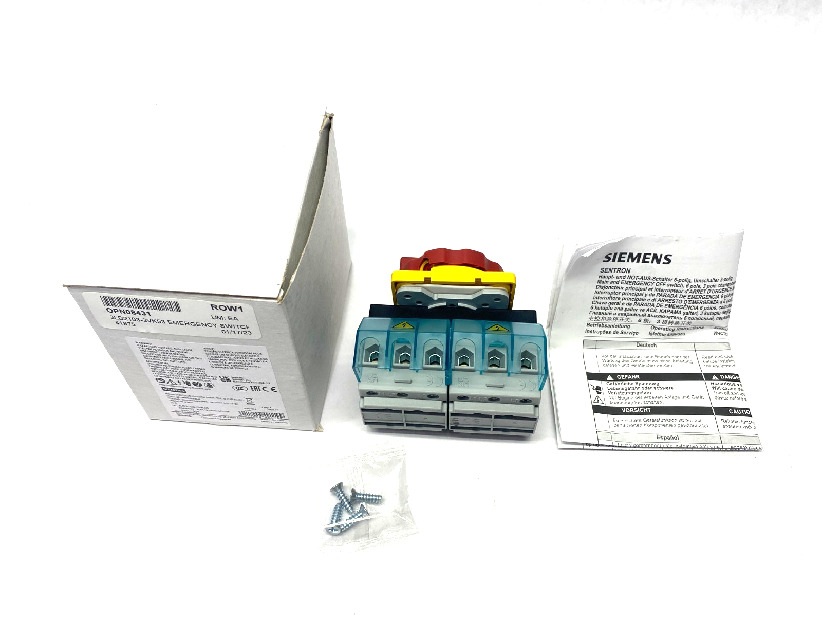 Siemens 3LD2103-3VK53 SENTRON Rotary Emergency Switch Disconnector 6-Pole - Maverick Industrial Sales