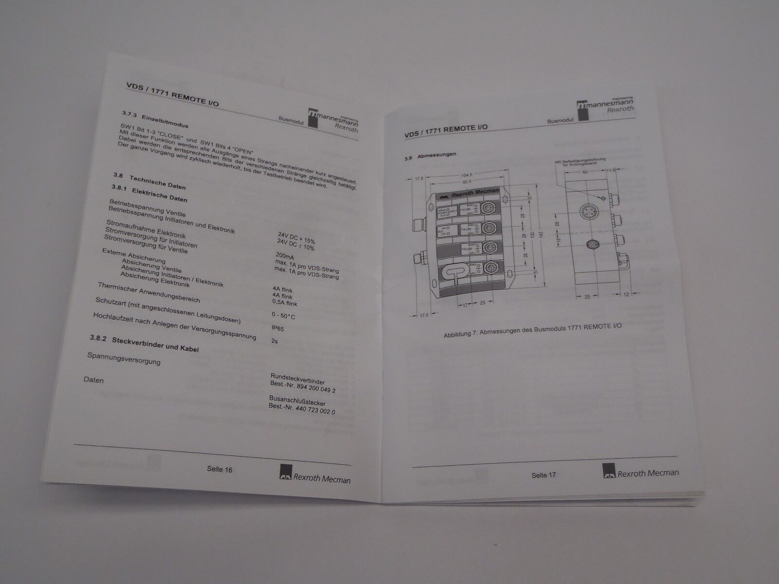 Mannesmann Rexroth VDS / 1771 Remote I/O Fieldbus Module Manual - Maverick Industrial Sales
