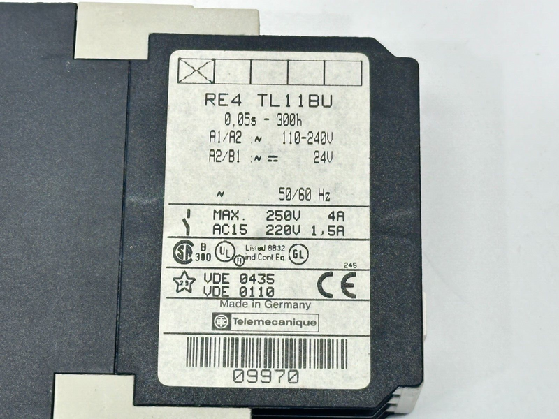 Telemecanique RE4-TL11BU Time Delay Relay 0.05s - 300h 110-240V / 24V - Maverick Industrial Sales