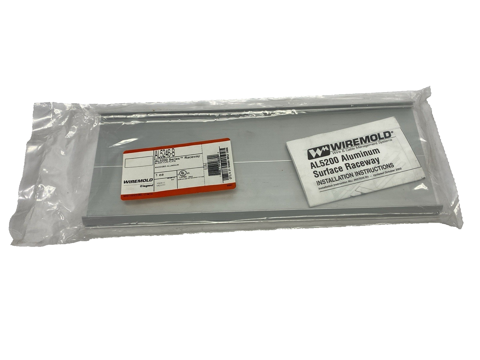 AL5246-B | Legrand Wiremold Aluminum Blank Cover Plate - New - Maverick Industrial Sales