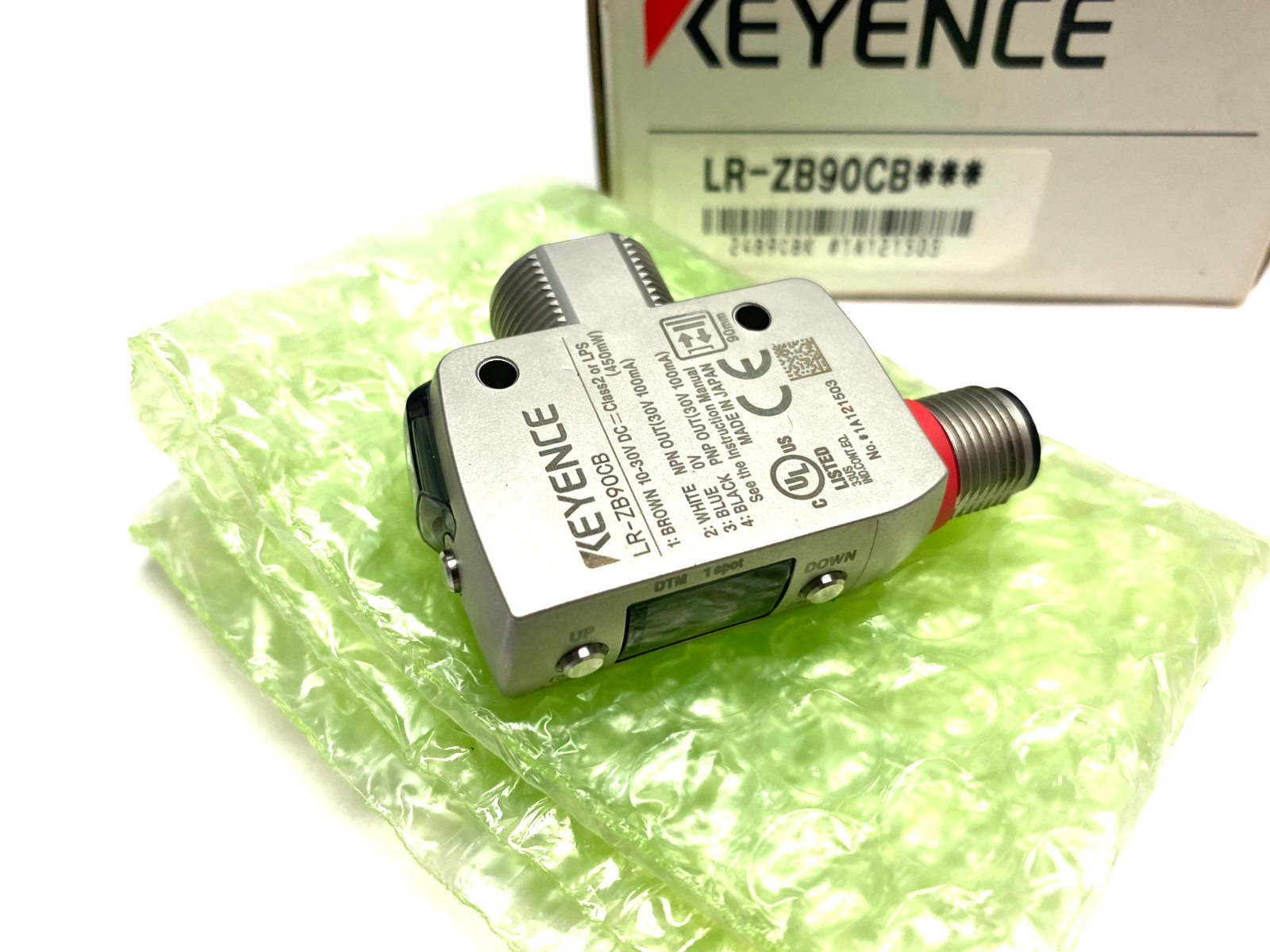 Keyence LR-ZB90CB Self-Contained Distance Based CMOS Laser Sensor 90mm M12 Conn. - Maverick Industrial Sales