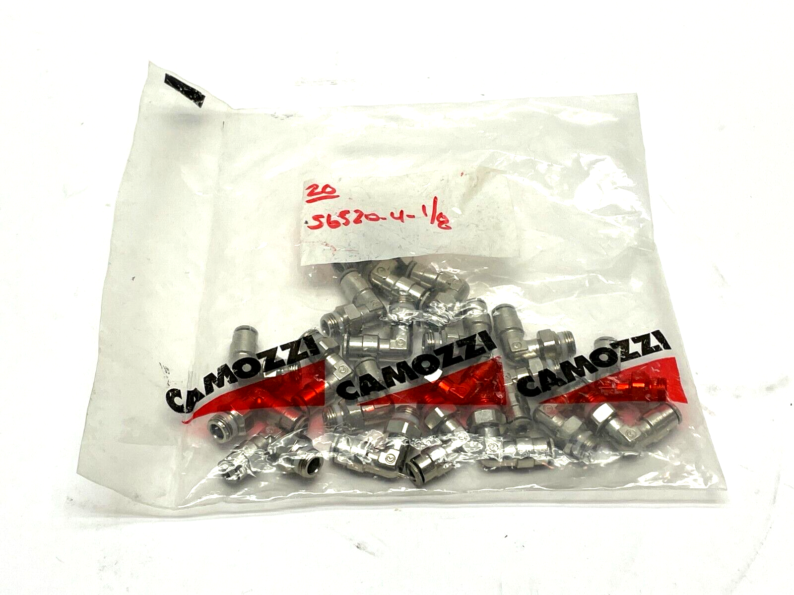 Camozzi S6520 4-1/8 4mm Push-In x 1/8" Male BSPP Swivel Elbow PKG OF 20 - Maverick Industrial Sales