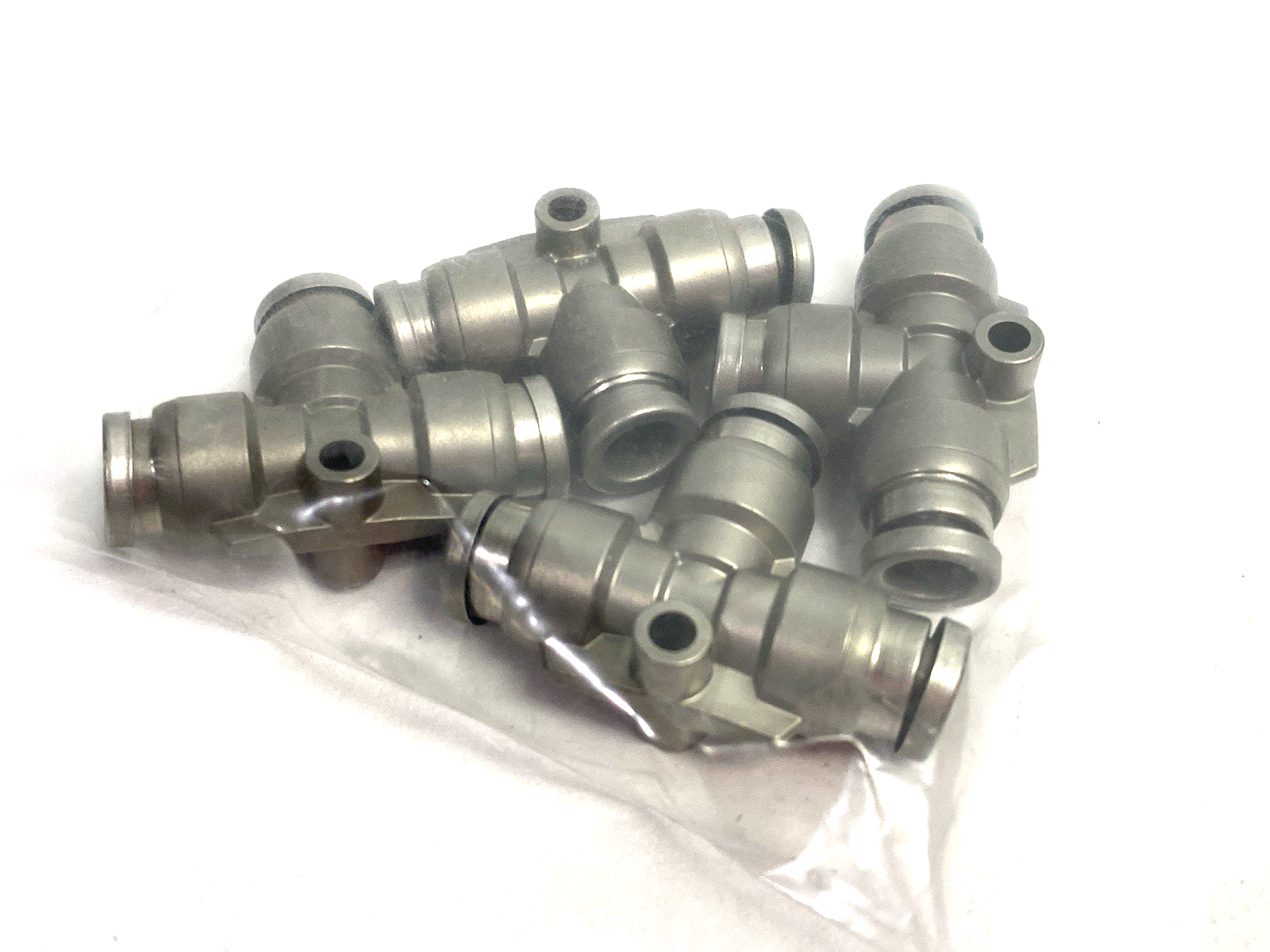 SMC KQB2T06-00 Union Tee Fitting, Metal, Nickel-Plated LOT OF 4 - Maverick Industrial Sales