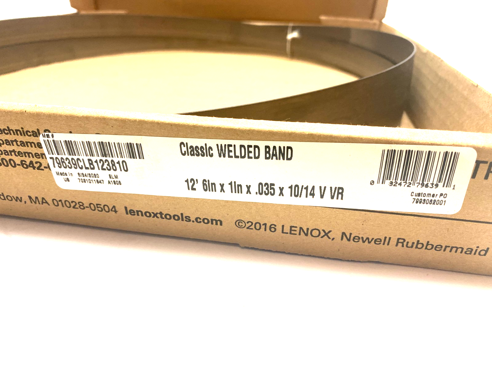 Lenox 79639CLB123810 Welded Bandsaw Blade: 12' 6 Long x 1" Wide x 10 to 14 TPI - New – Open box - Maverick Industrial Sales