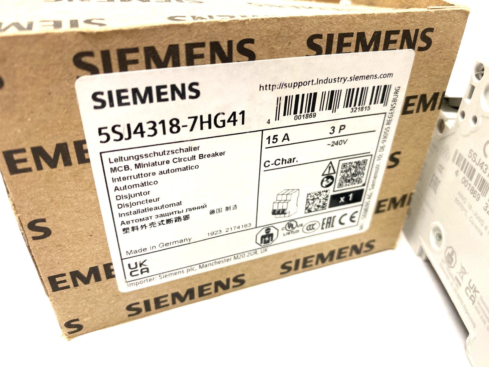 Siemens 5SJ4318-7HG41 Miniature Circuit Breaker 3-Pole 15A C-Char. - Maverick Industrial Sales