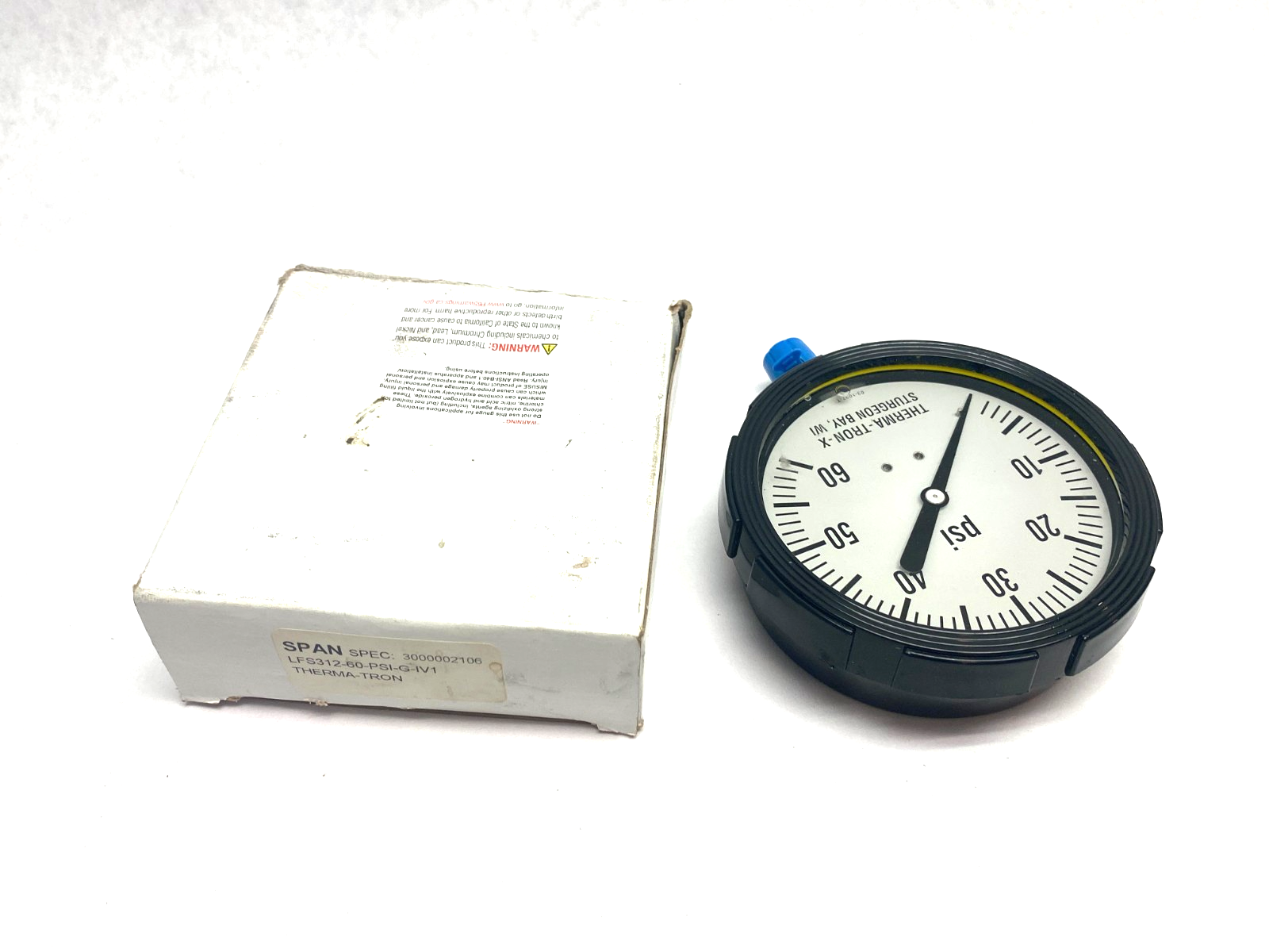 Therma Tron X LFS312-60-PSI-G-IV1 SPAN Pressure Gauge 0-60psi 3.5" Dia - New – Open box - Maverick Industrial Sales