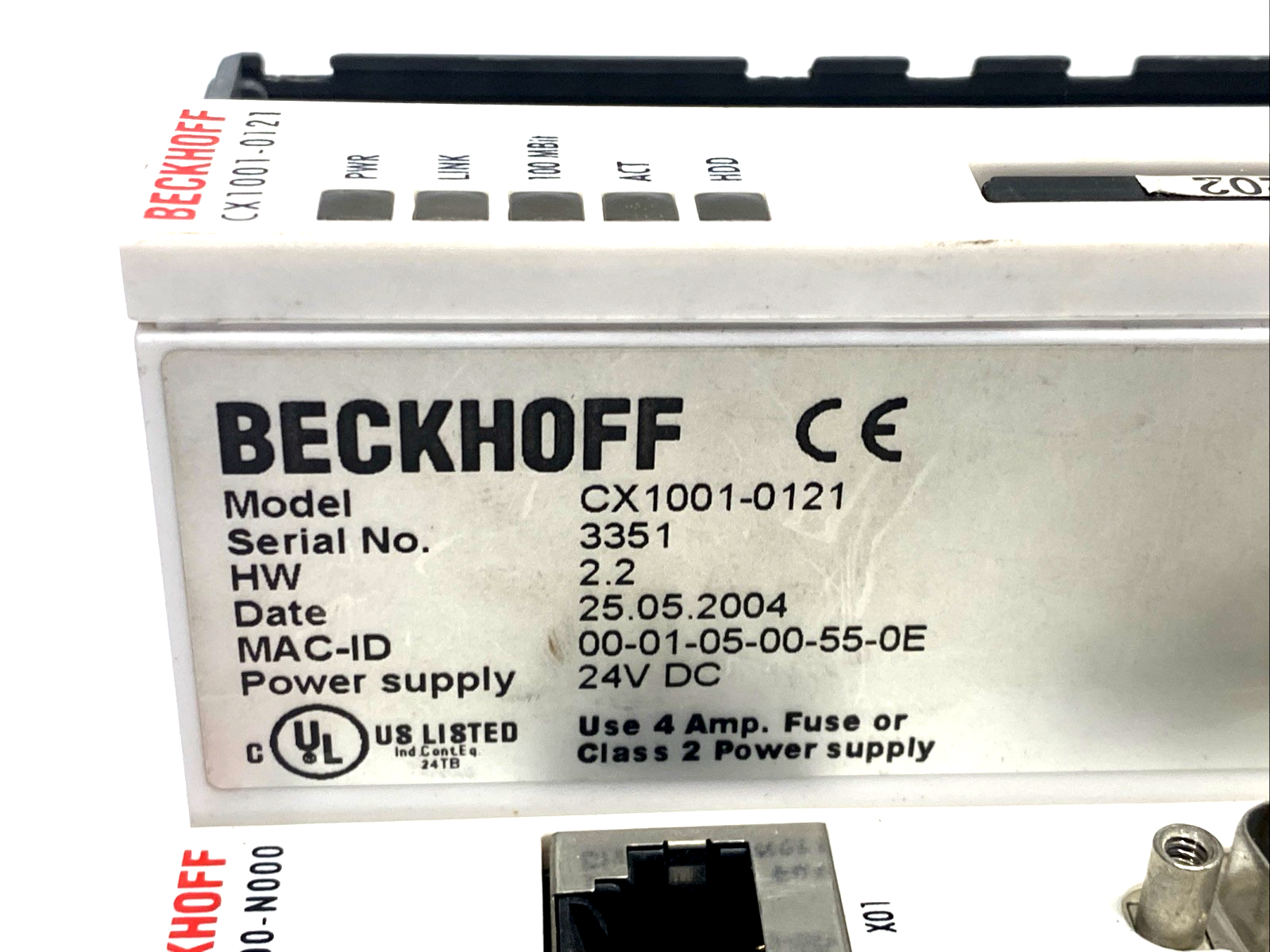 CX1001-0121 | Beckhoff HW 2.2 PLC CPU, Embedded PC - For parts or not working - Maverick Industrial Sales