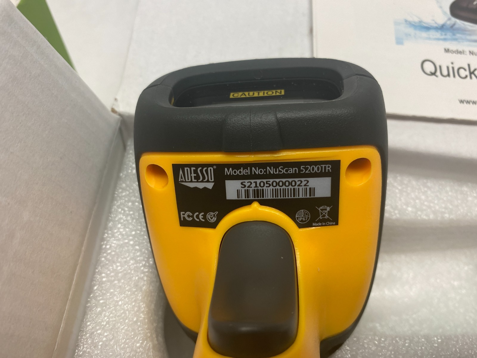 Adesso NuScan 5200TR Wireless Antimicrobial/Waterproof 2D Barcode Scanner 2.4GHz - Maverick Industrial Sales