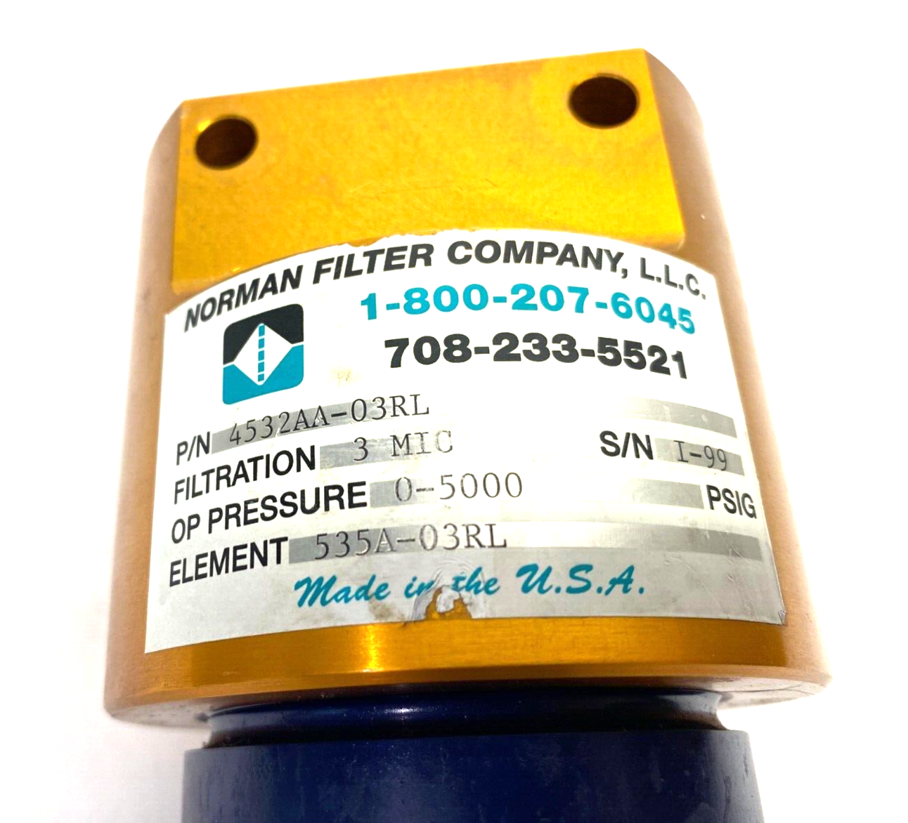 Norman Filter 4532AA-03RL High Pressure T-Type Filter 3 Micron - Maverick Industrial Sales