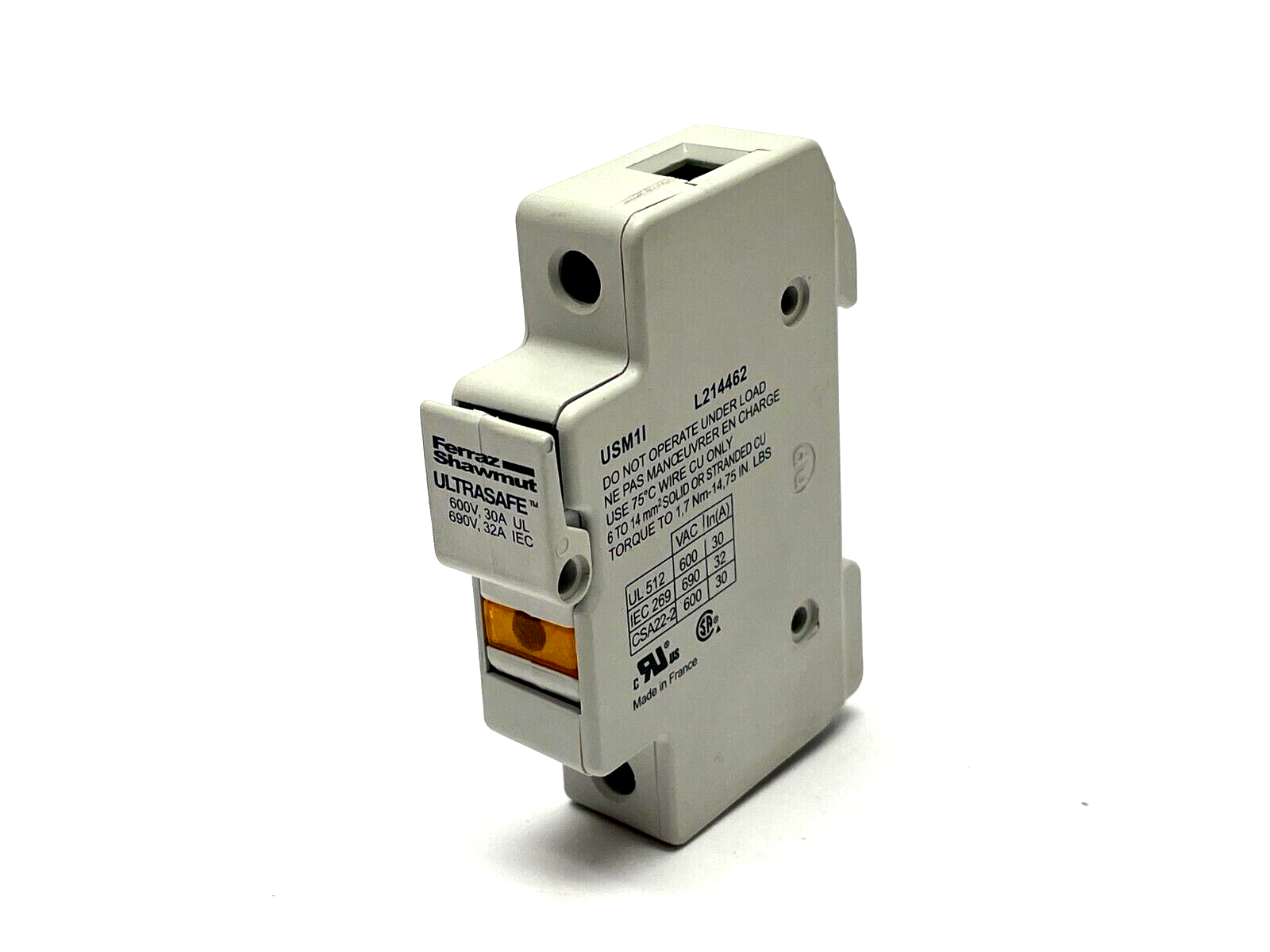 Ferraz Shawmut USM1I Fuse Holder 600V 32A LOT OF 2 - Maverick Industrial Sales